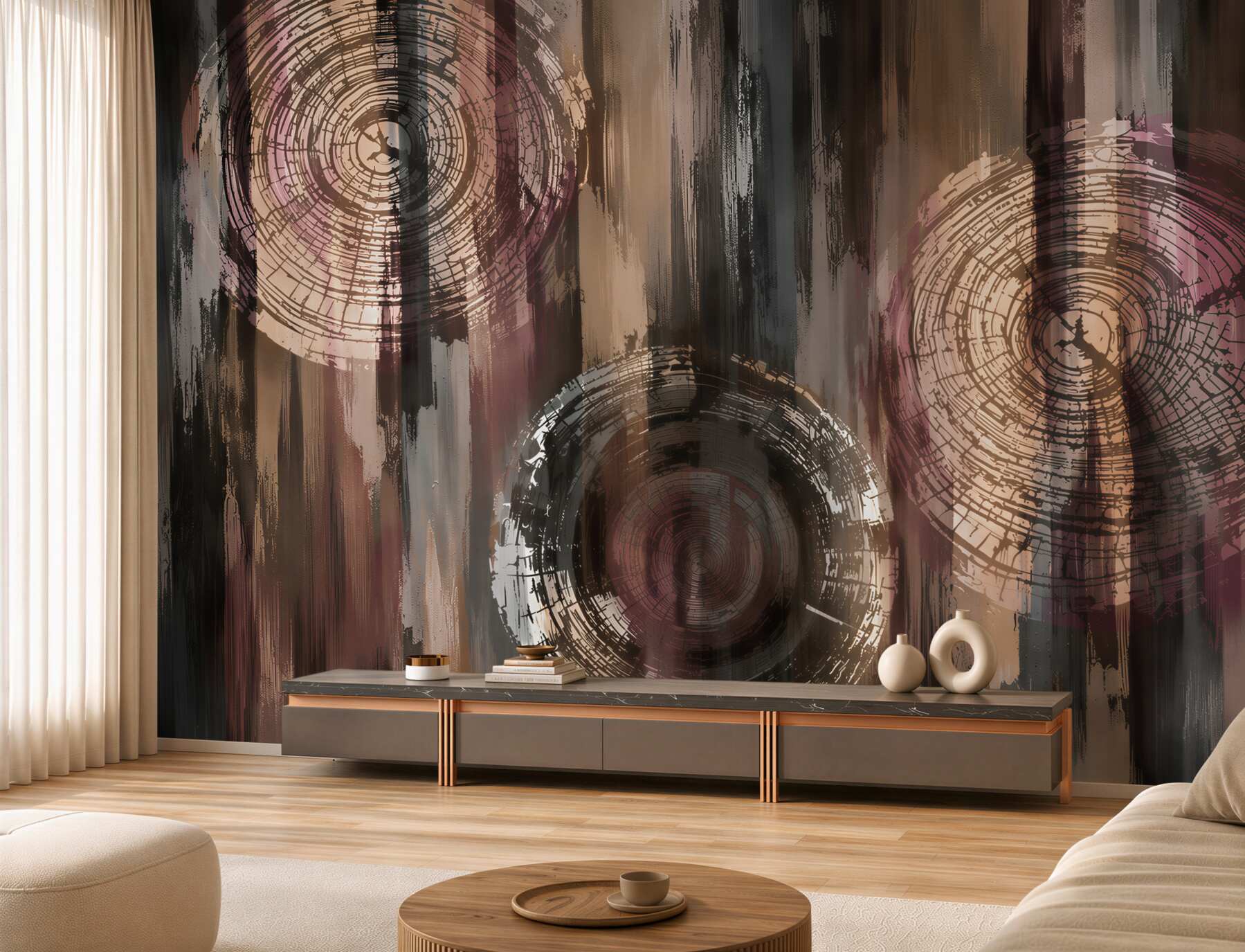Fototapeten beige Holzmaserung minimalistisch für moderne Innenräume