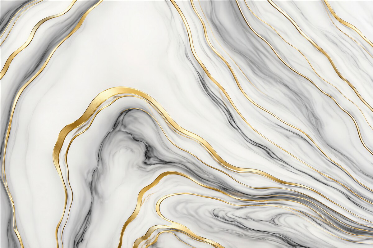 Fototapeten eleganter moderner weißer Marmor mit goldenen Adern
