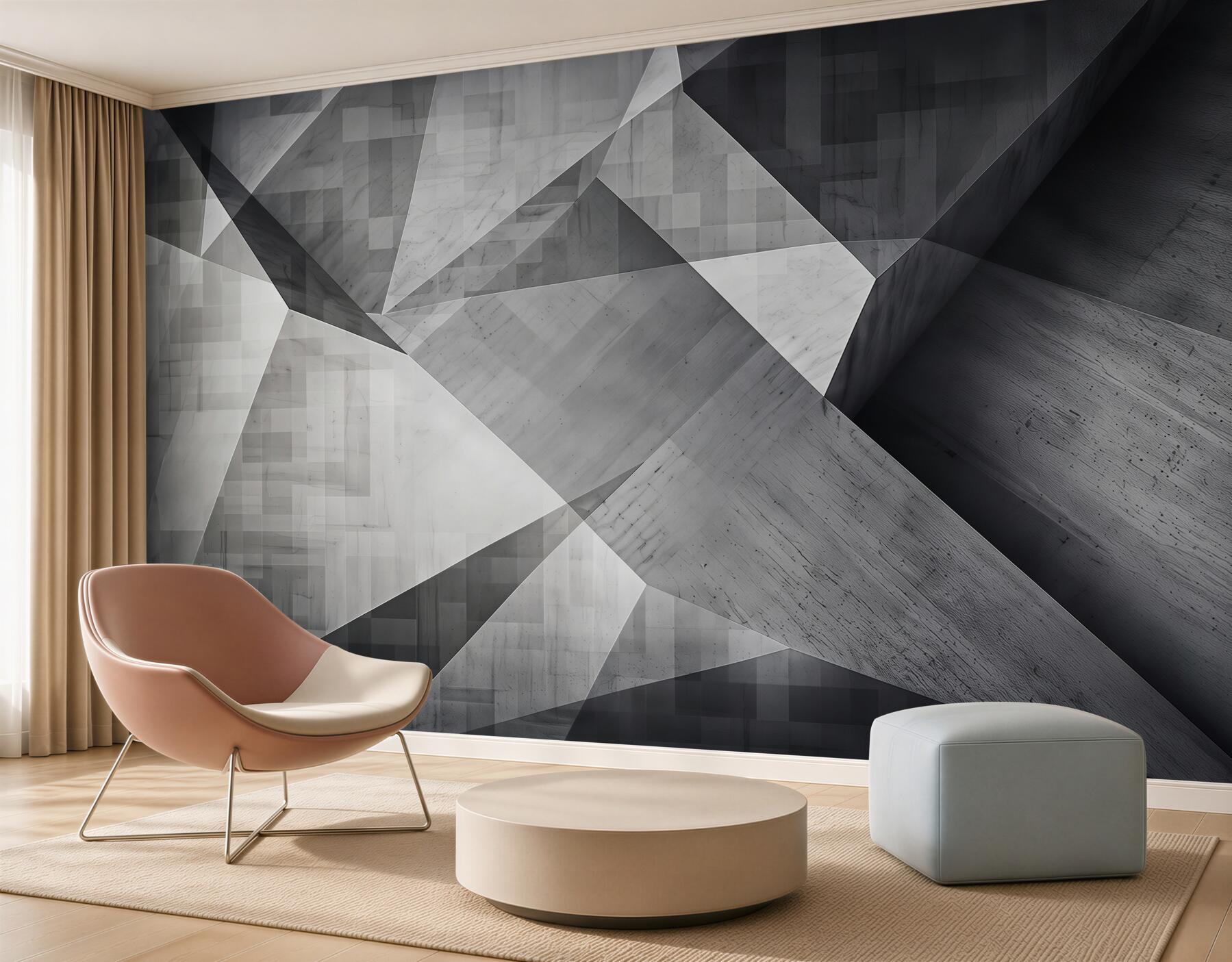 Fototapeten geometrische Abstraktion grau-beige für modernes Interieur