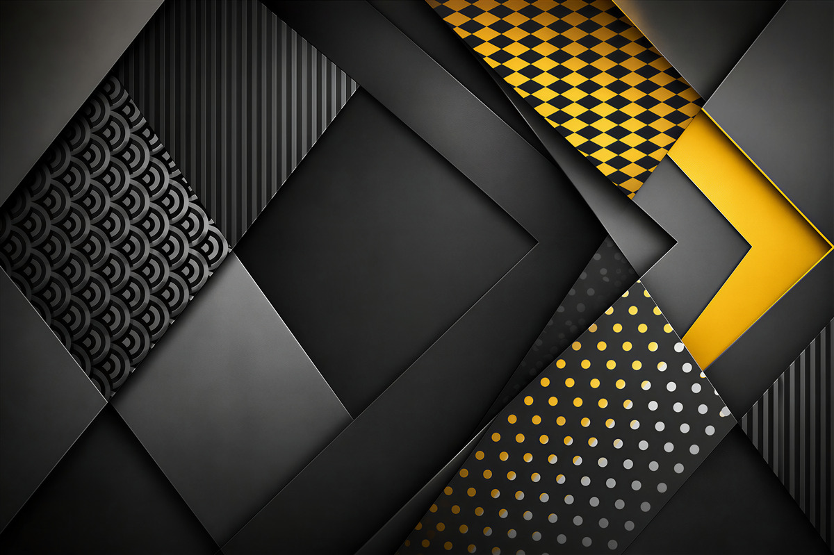 Fototapeten schwarze Geometrie mit goldenen Linien moderne Eleganz