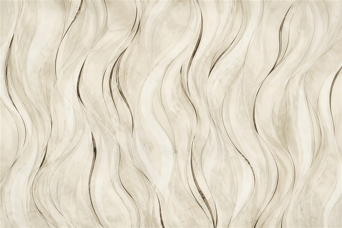 Fototapeten zarte beige abstrakte Wellen für elegantes Interieur