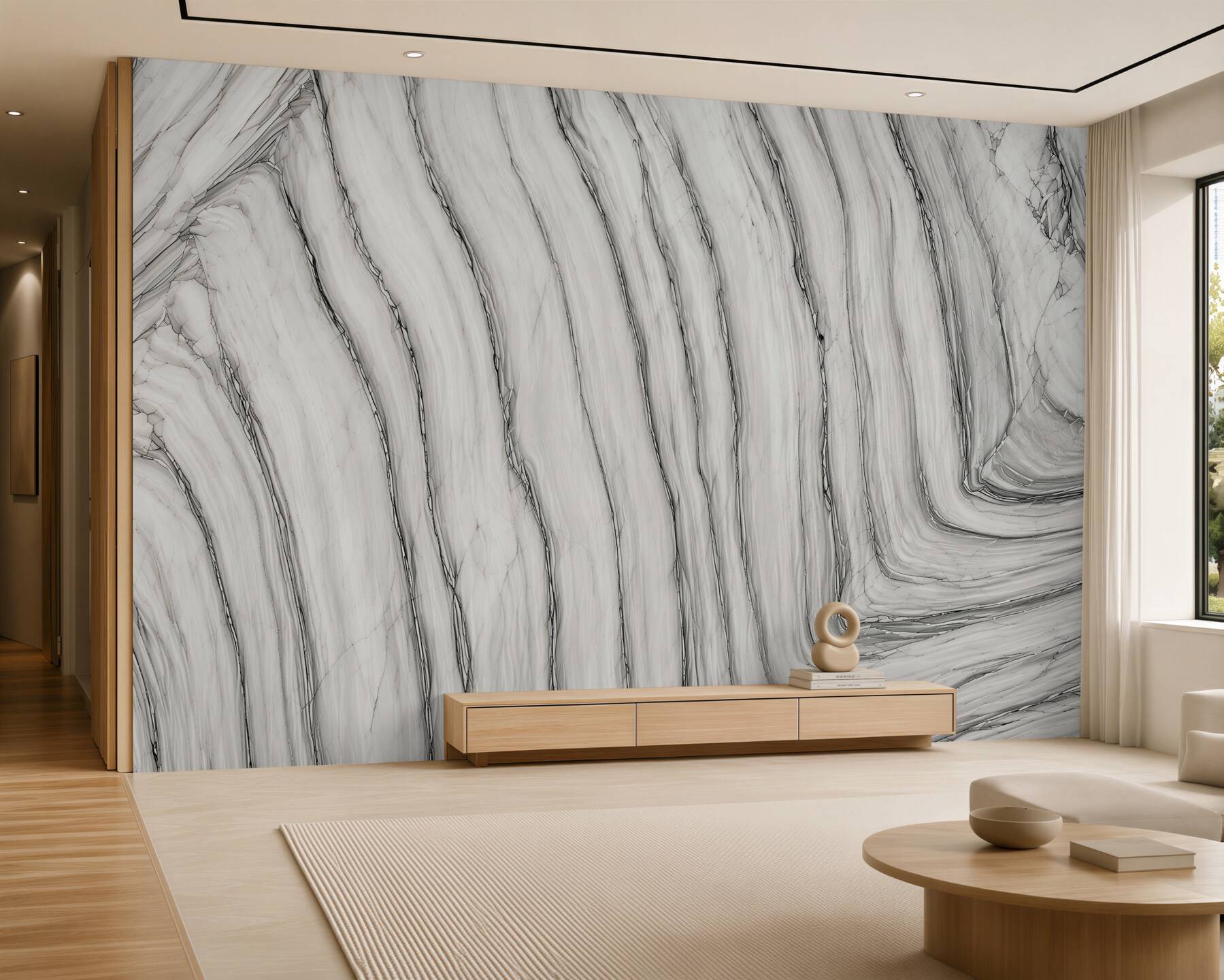 Fototapeten Marmor weiß-grau mit schwarzen und goldenen Adern elegant modern