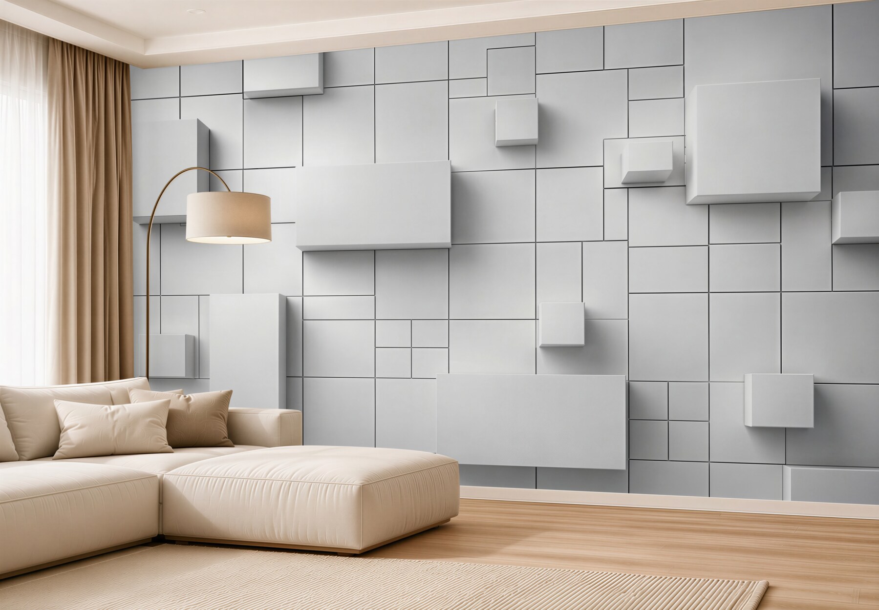 Fototapeten weiße geometrische 3D-Paneele moderne Abstraktion