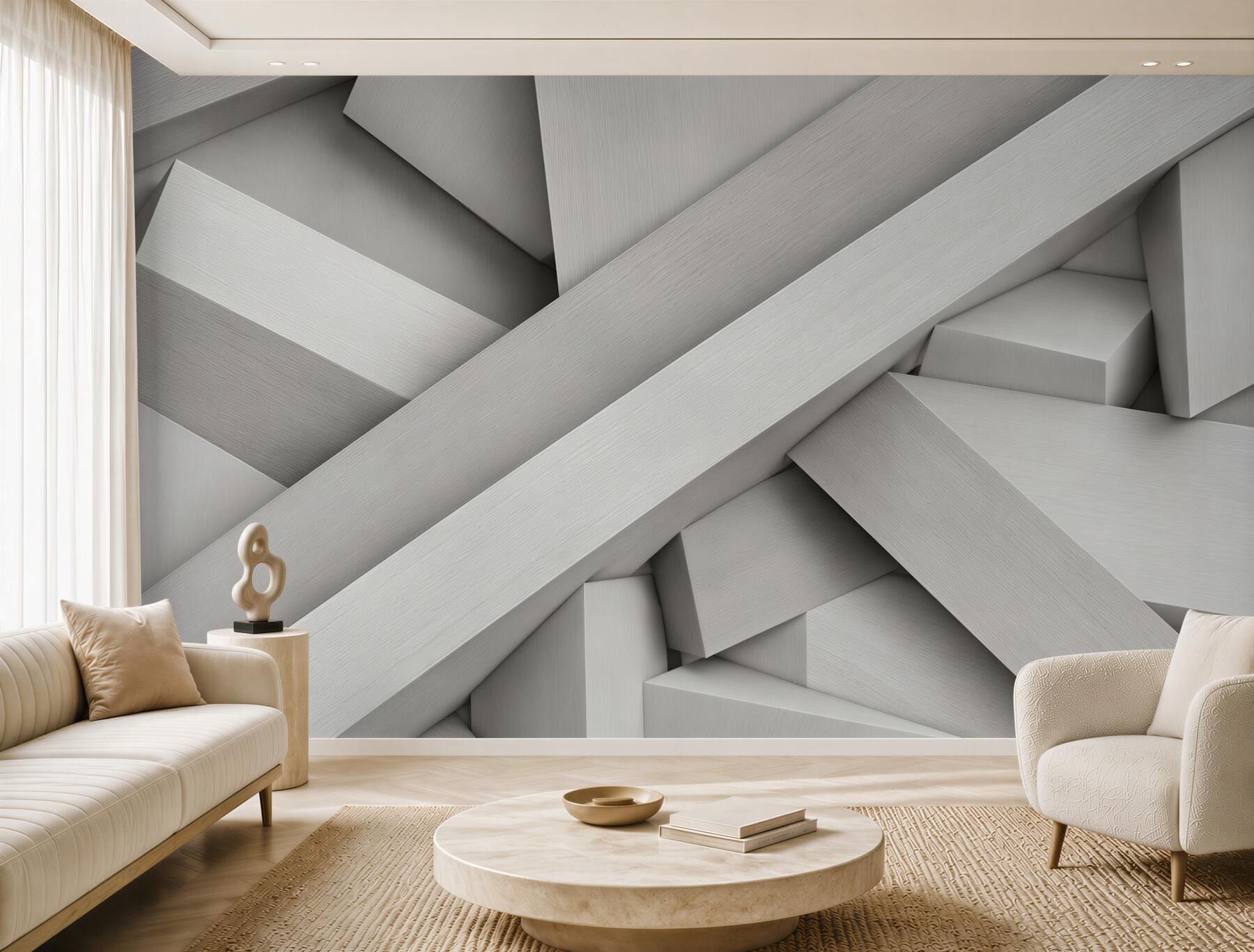 Fototapeten abstrakte geometrische Formen beige 3D für ein modernes Interieur