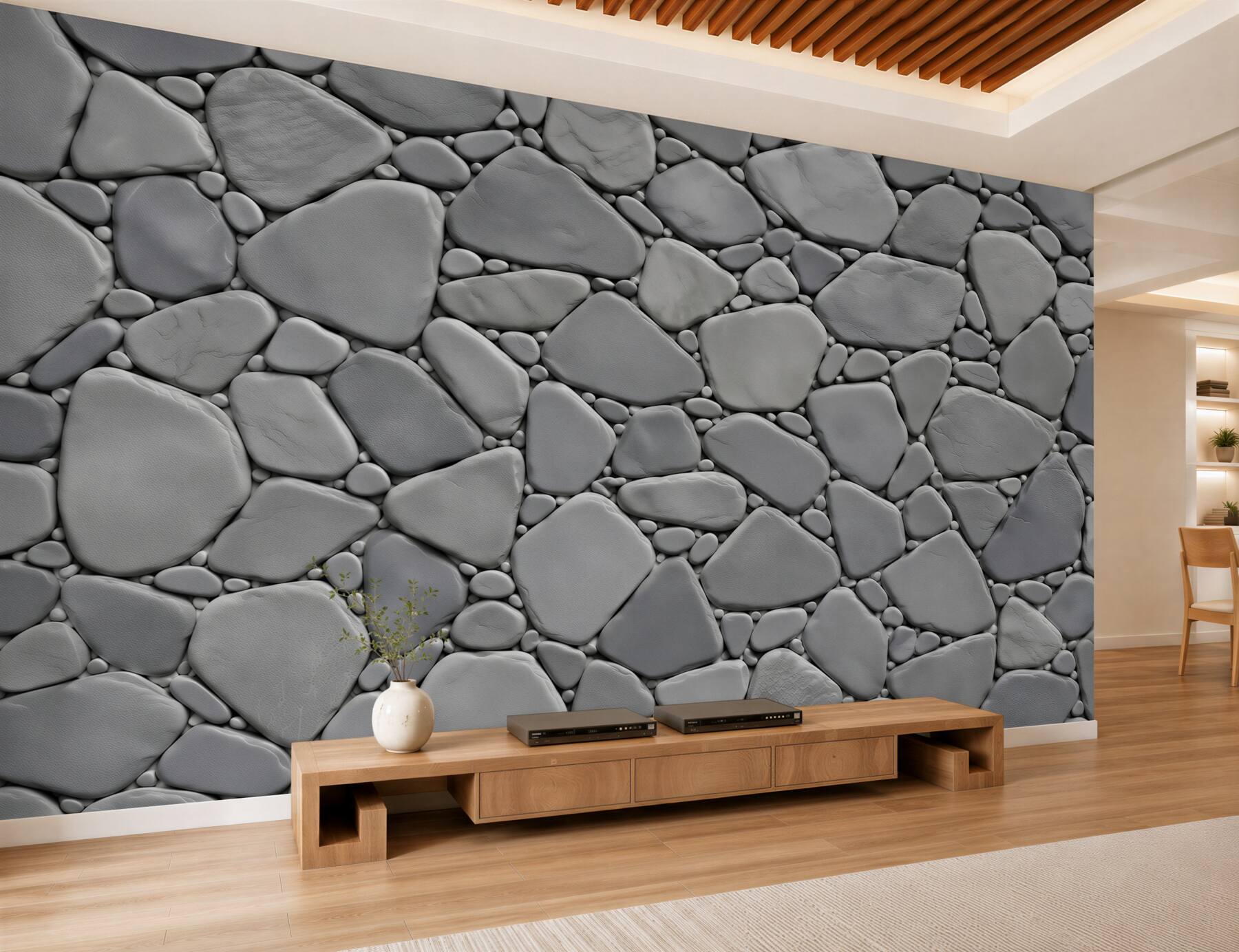 Fototapeten helle dekorative Steine 3D im minimalistischen Stil