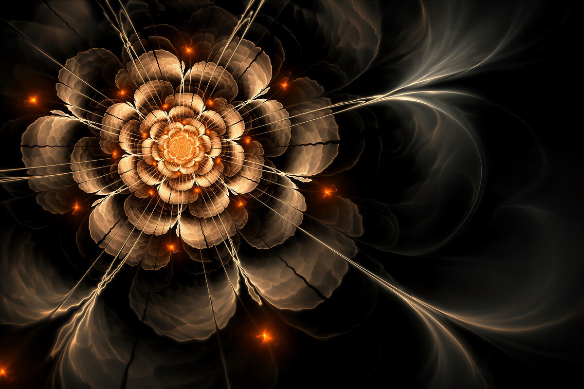 Fototapeten goldene abstrakte Blume auf cremefarbenem Hintergrund elegant