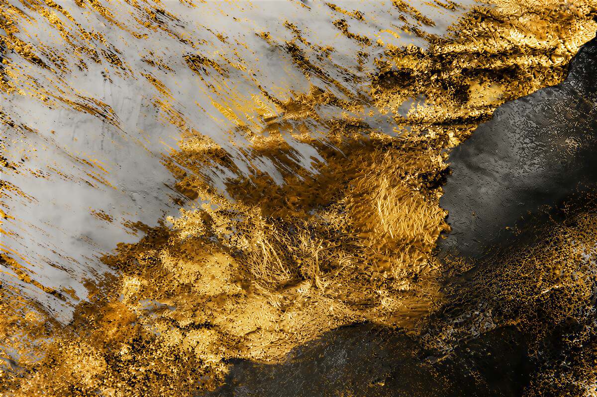 Fototapeten goldener Staub auf Naturstein