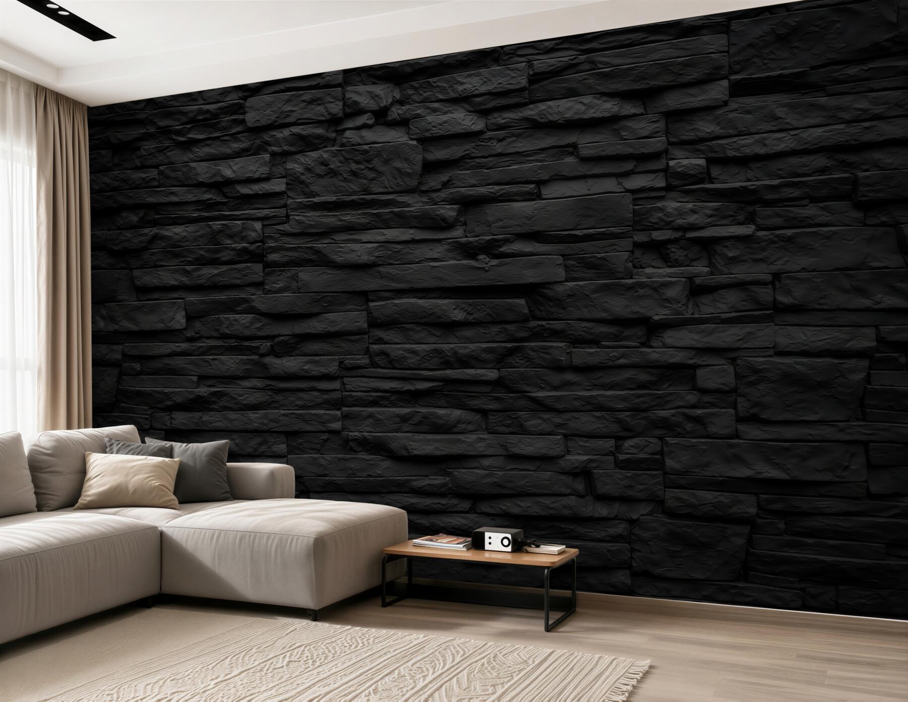 Fototapeten schwarze Steinmauer