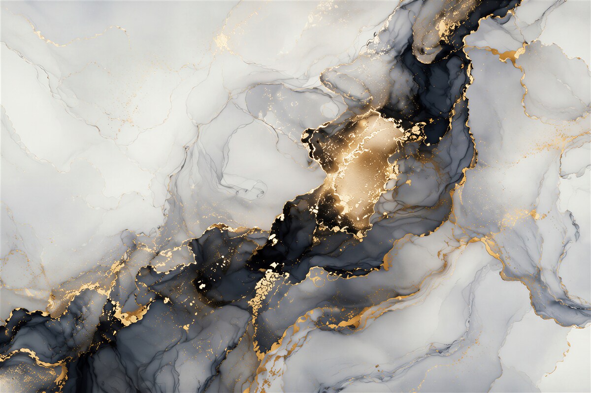 Fototapeten grauer und goldener Marmor