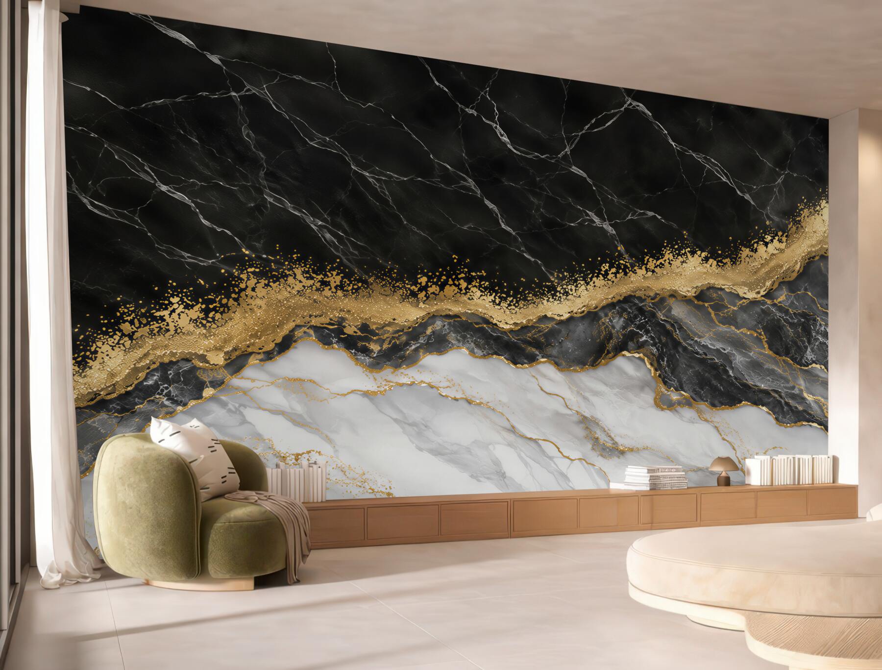 Fototapeten schwarz-goldenes Marmorhintergrund