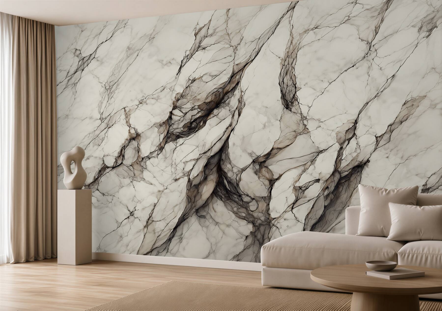 Fototapeten weißer Marmor mit grauen Schichten