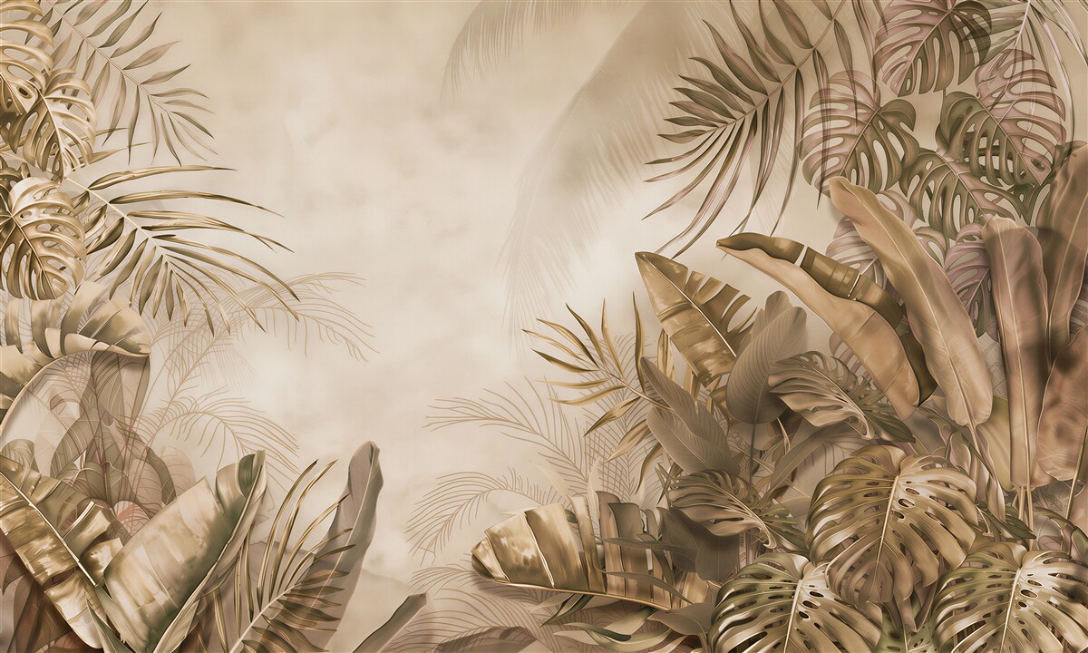 Fototapeten Palme und Monstera im Dschungel