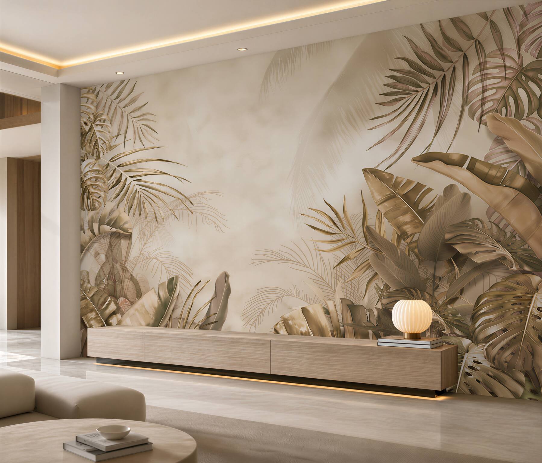 Fototapeten Palme und Monstera im Dschungel