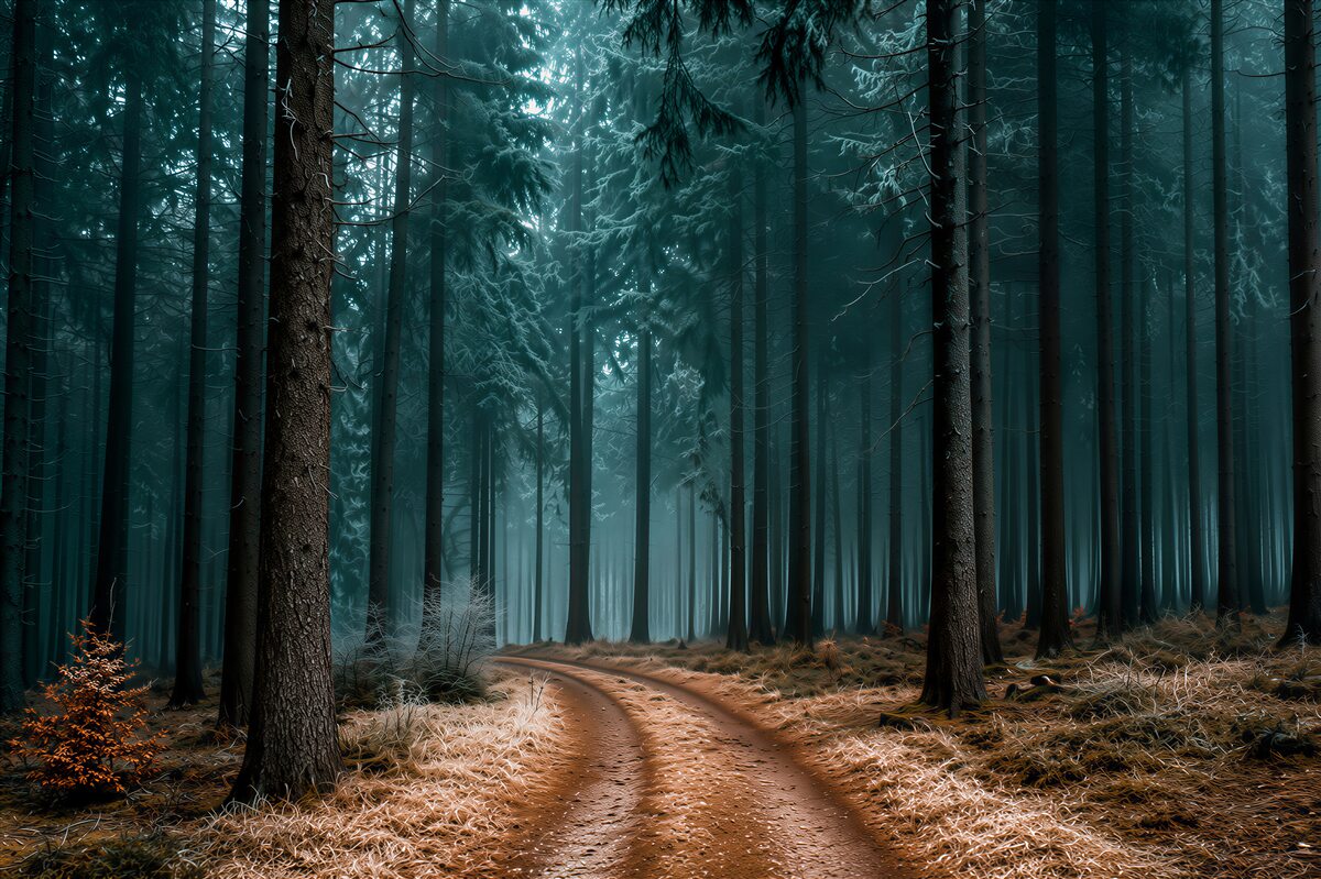 Fototapeten Liebe im dichten Nebelwald