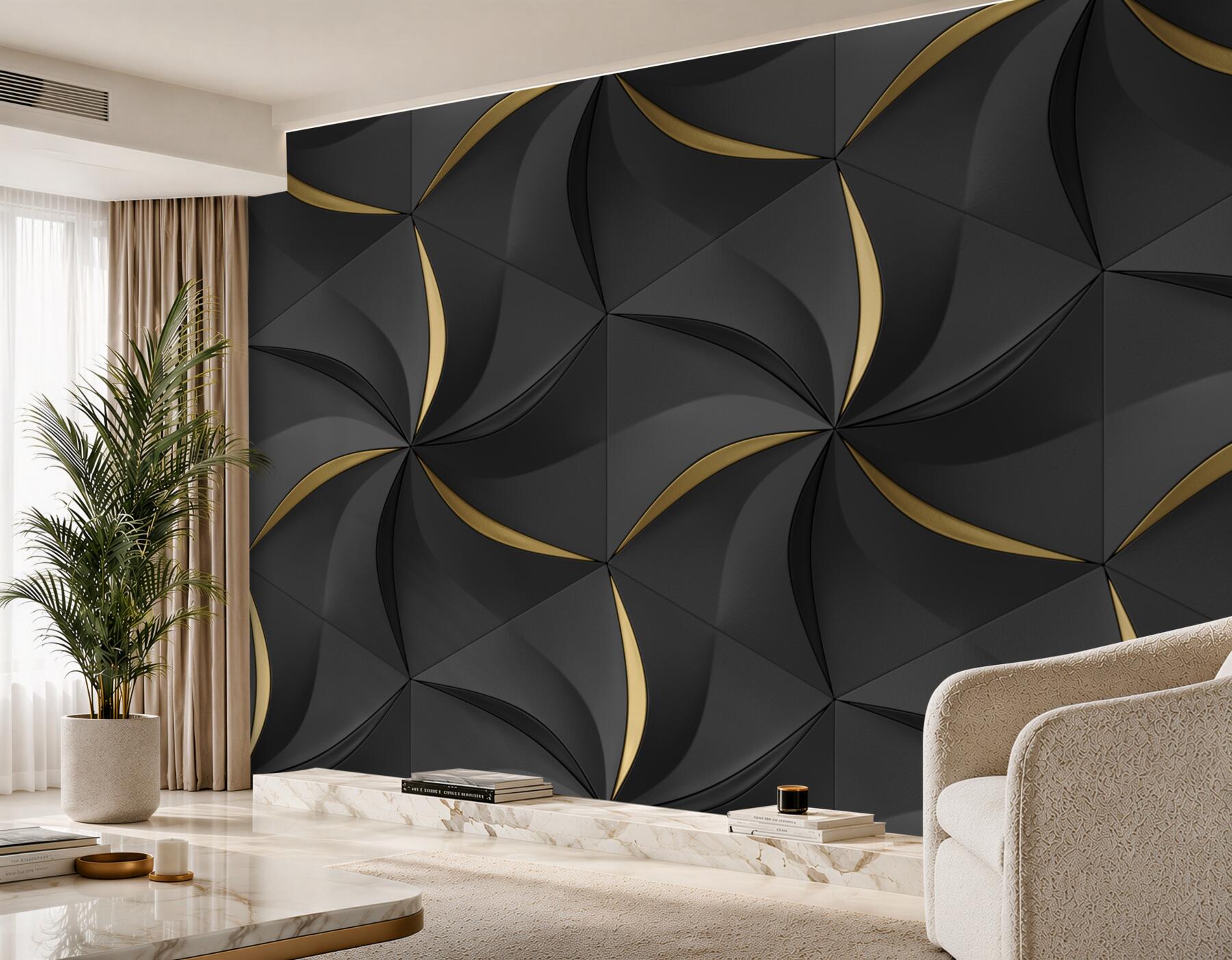Fototapeten schwarze und goldene Wirbel