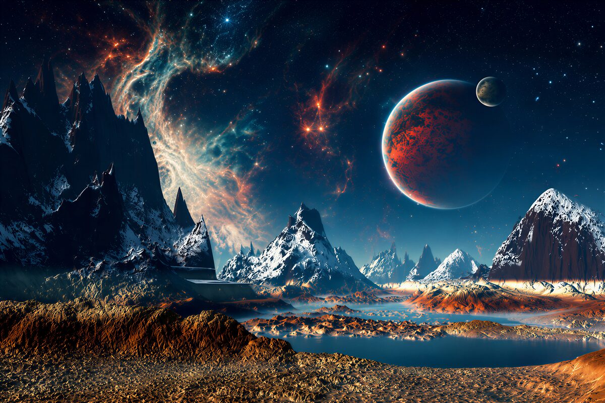 Fototapeten Oberfläche eines Science-Fiction-Planeten
