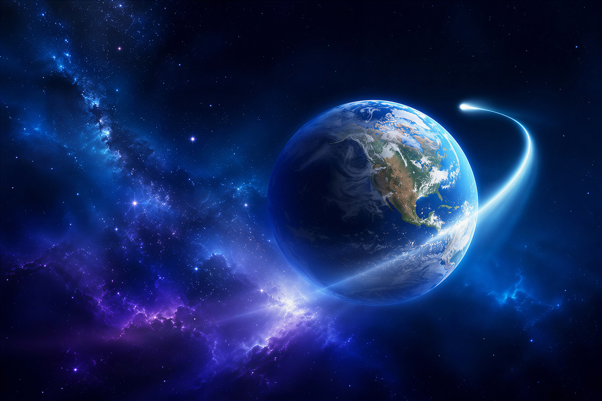 Fototapeten Planet Erde im unendlichen Raum