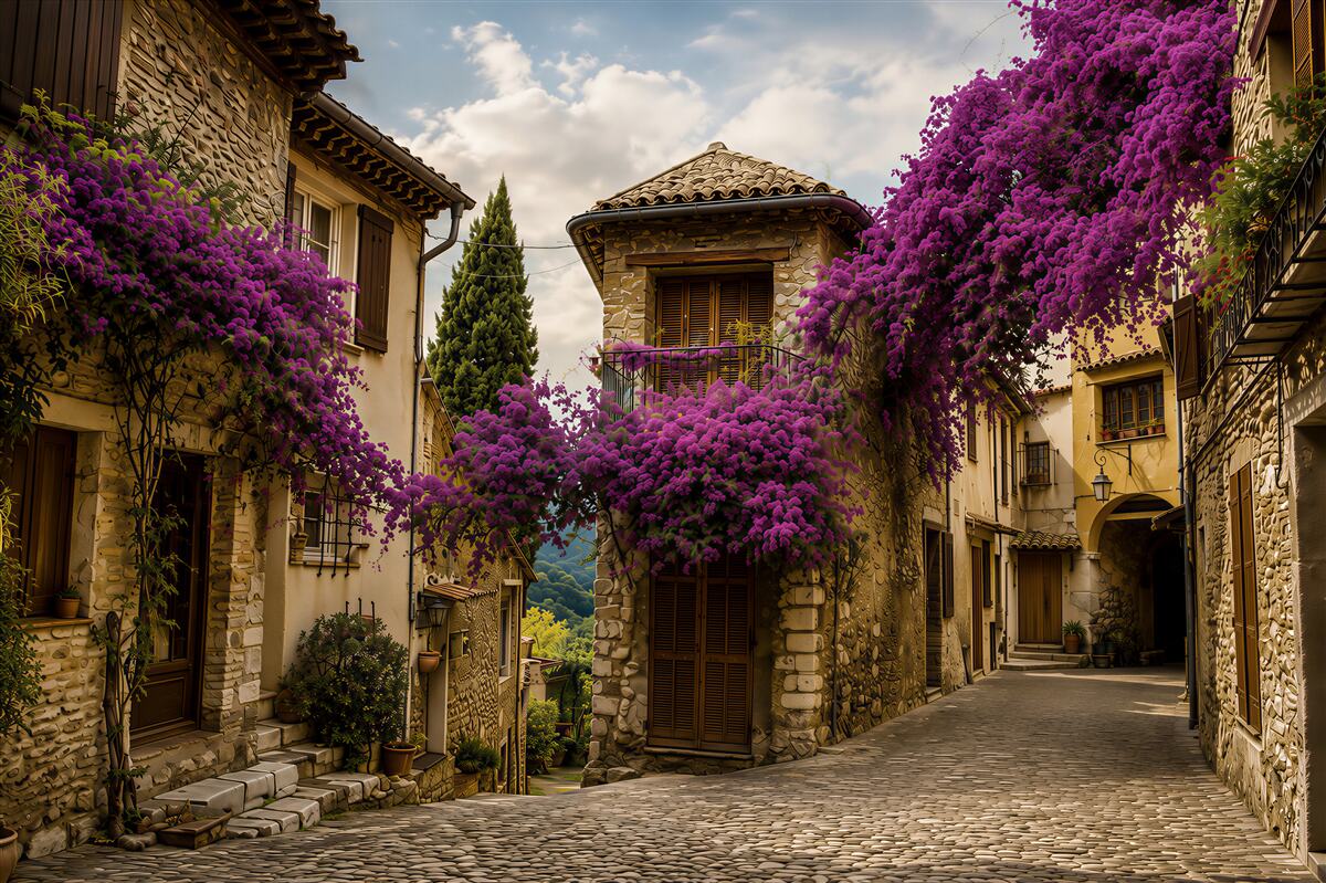Fototapeten malerische Straße in der Provence