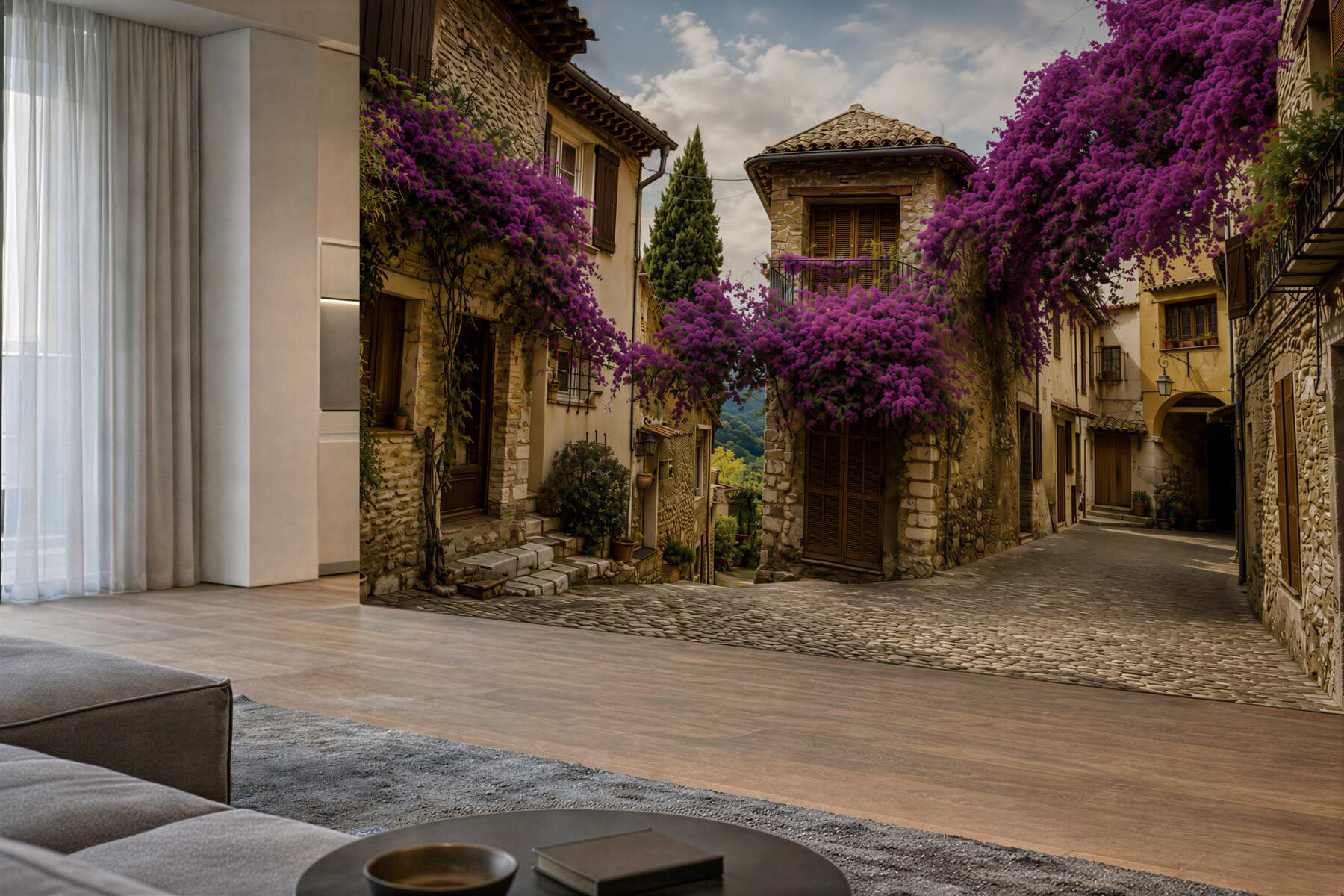 Fototapeten malerische Straße in der Provence