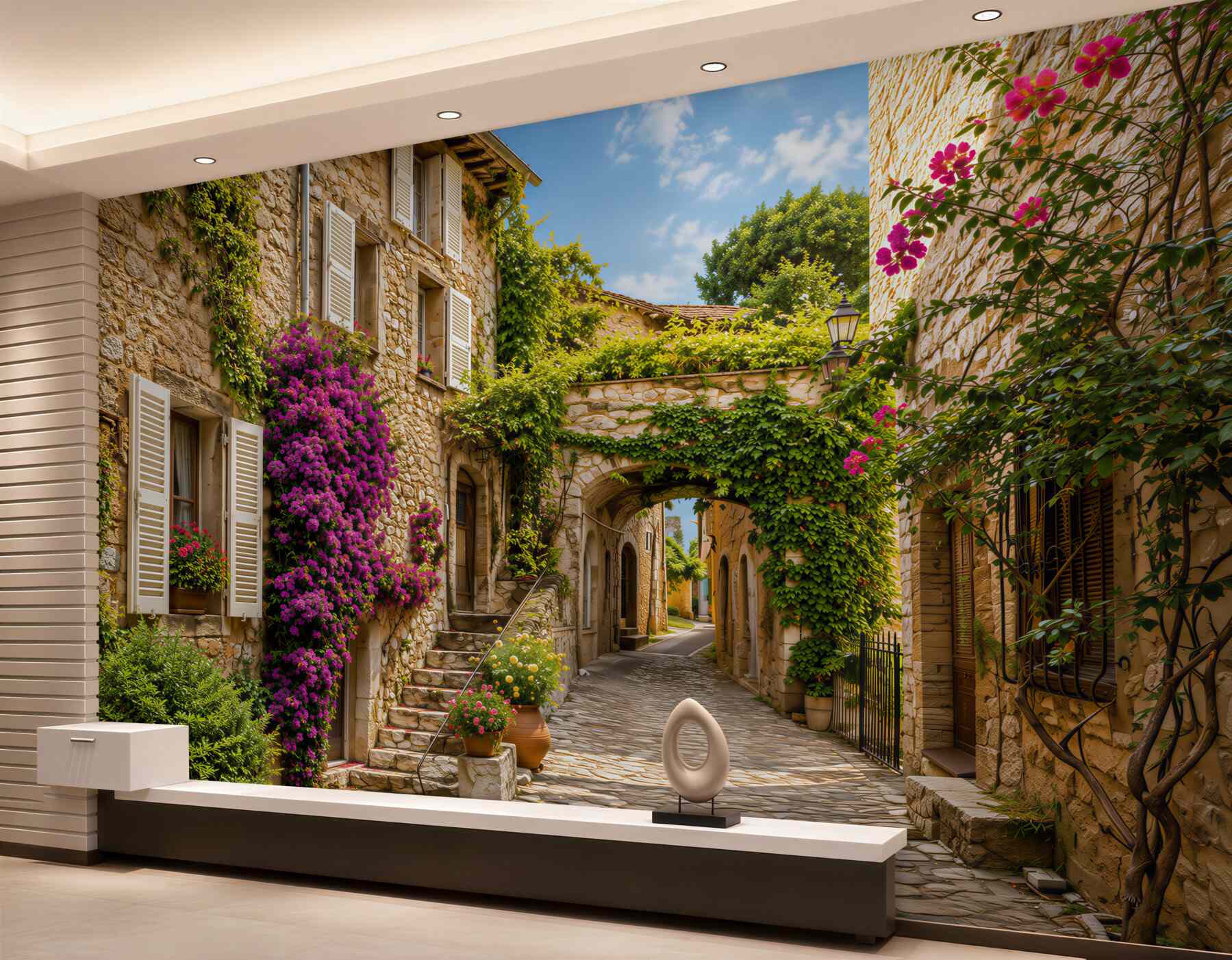 Fototapeten gemütlicher grüner Innenhof in Italien