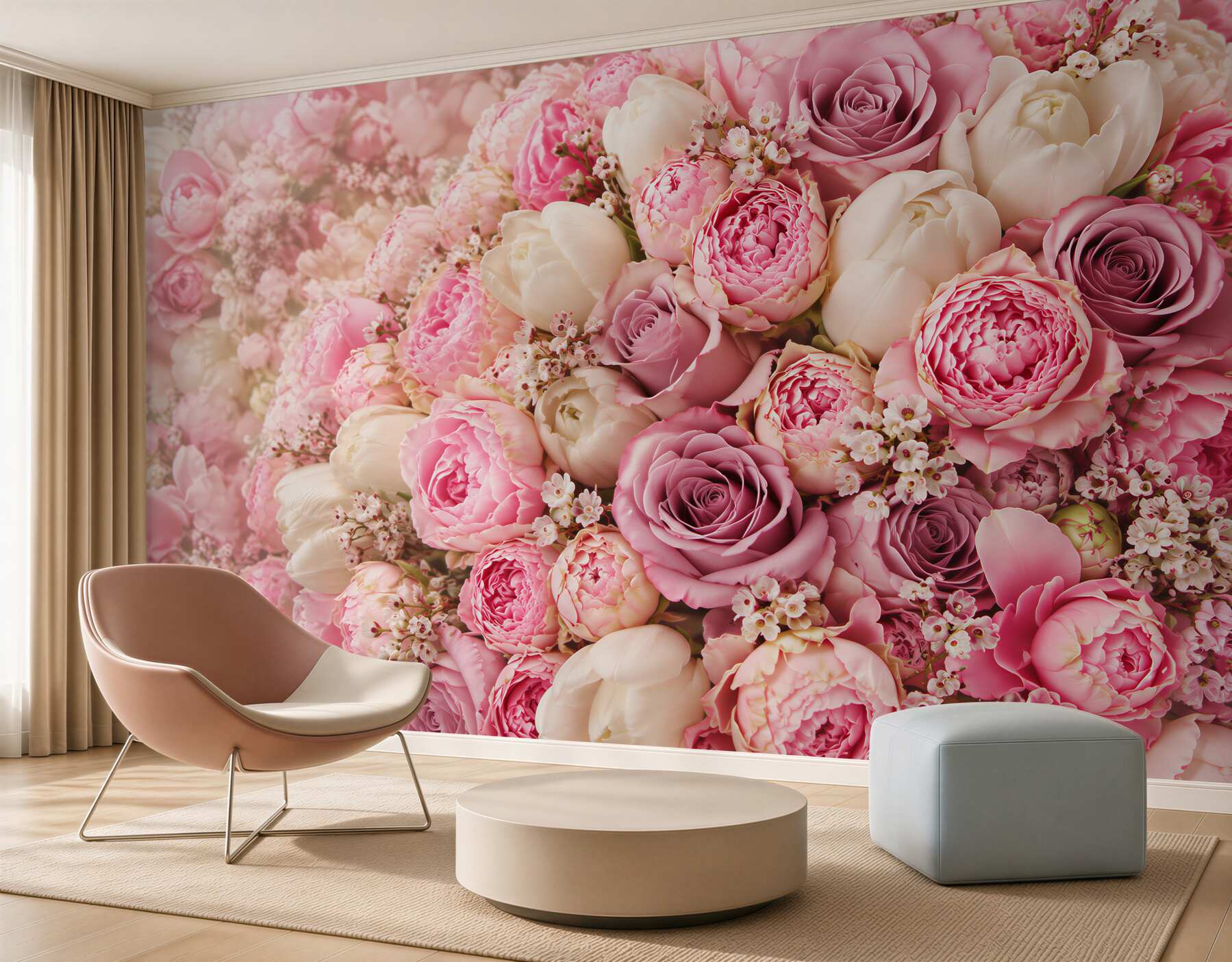 Fototapeten wunderschöner Strauß aus verschiedenen Blumen