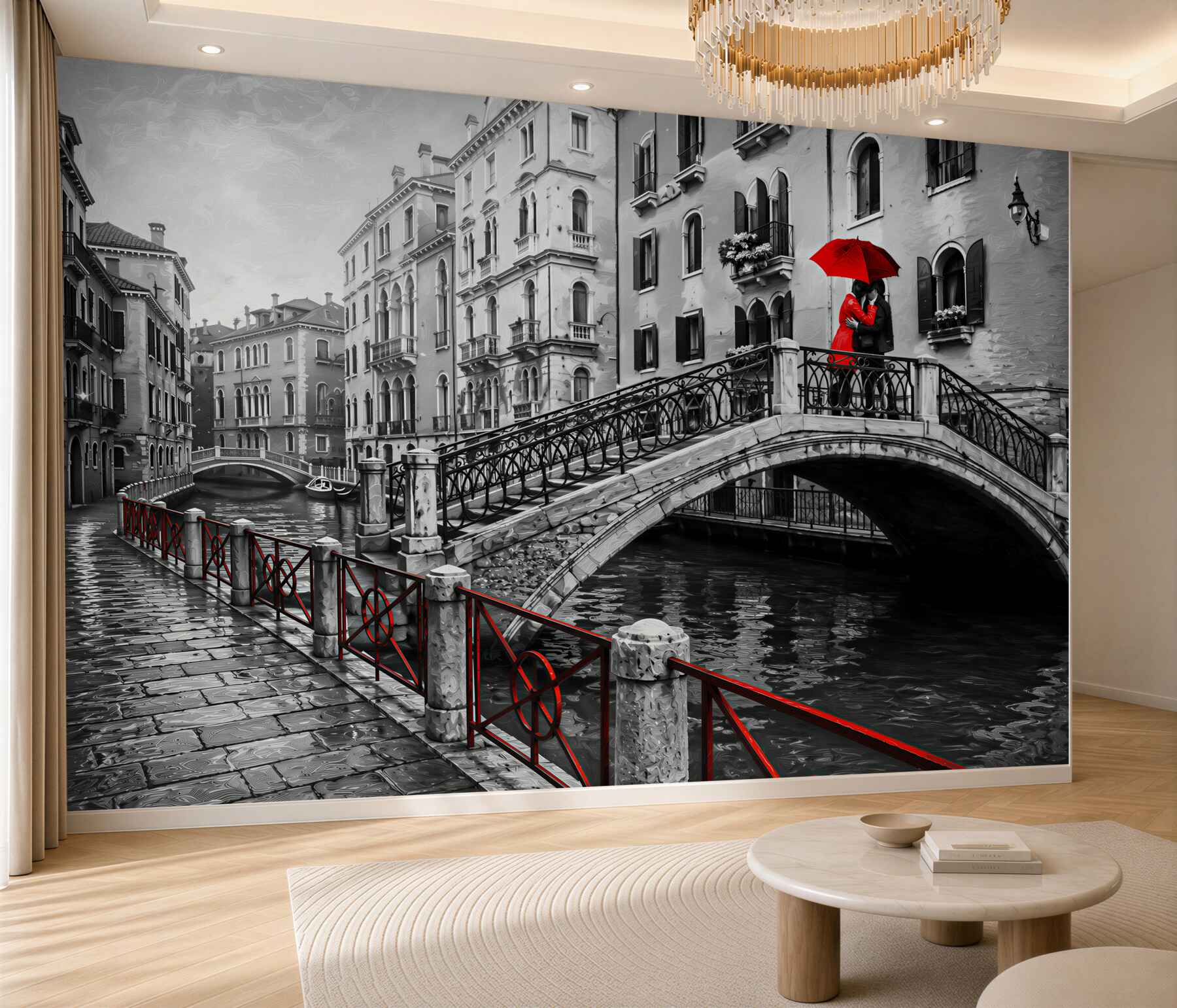 Fototapeten Brücke in Venedig in Schwarz-Weiß