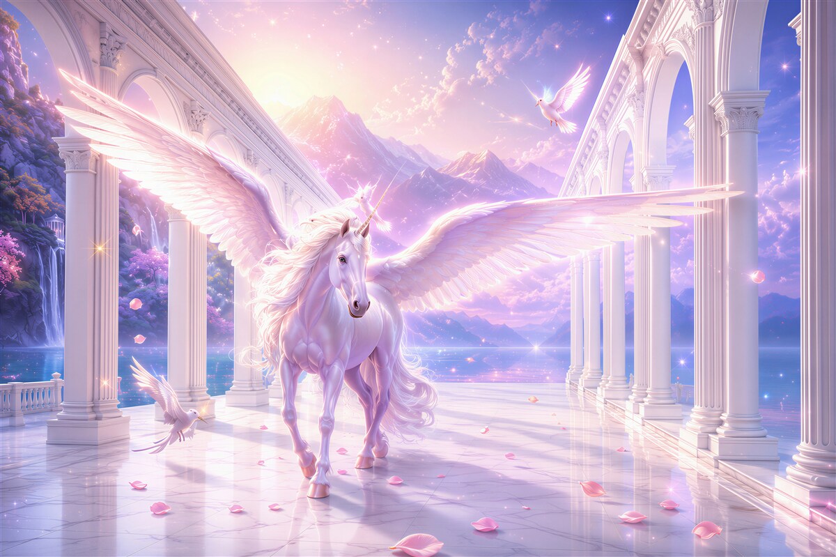 Fototapeten fliegendes Einhorn Fantasy