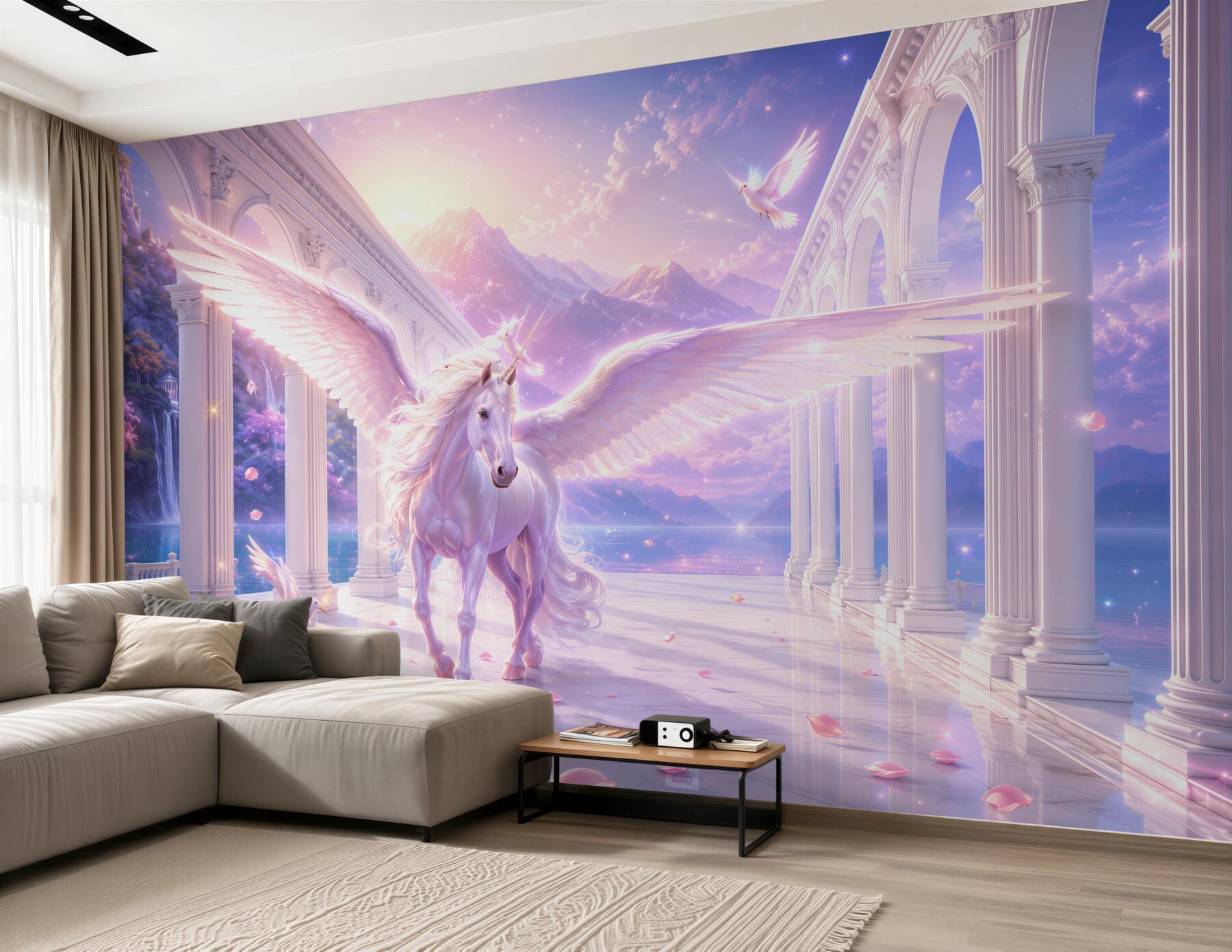 Fototapeten fliegendes Einhorn Fantasy