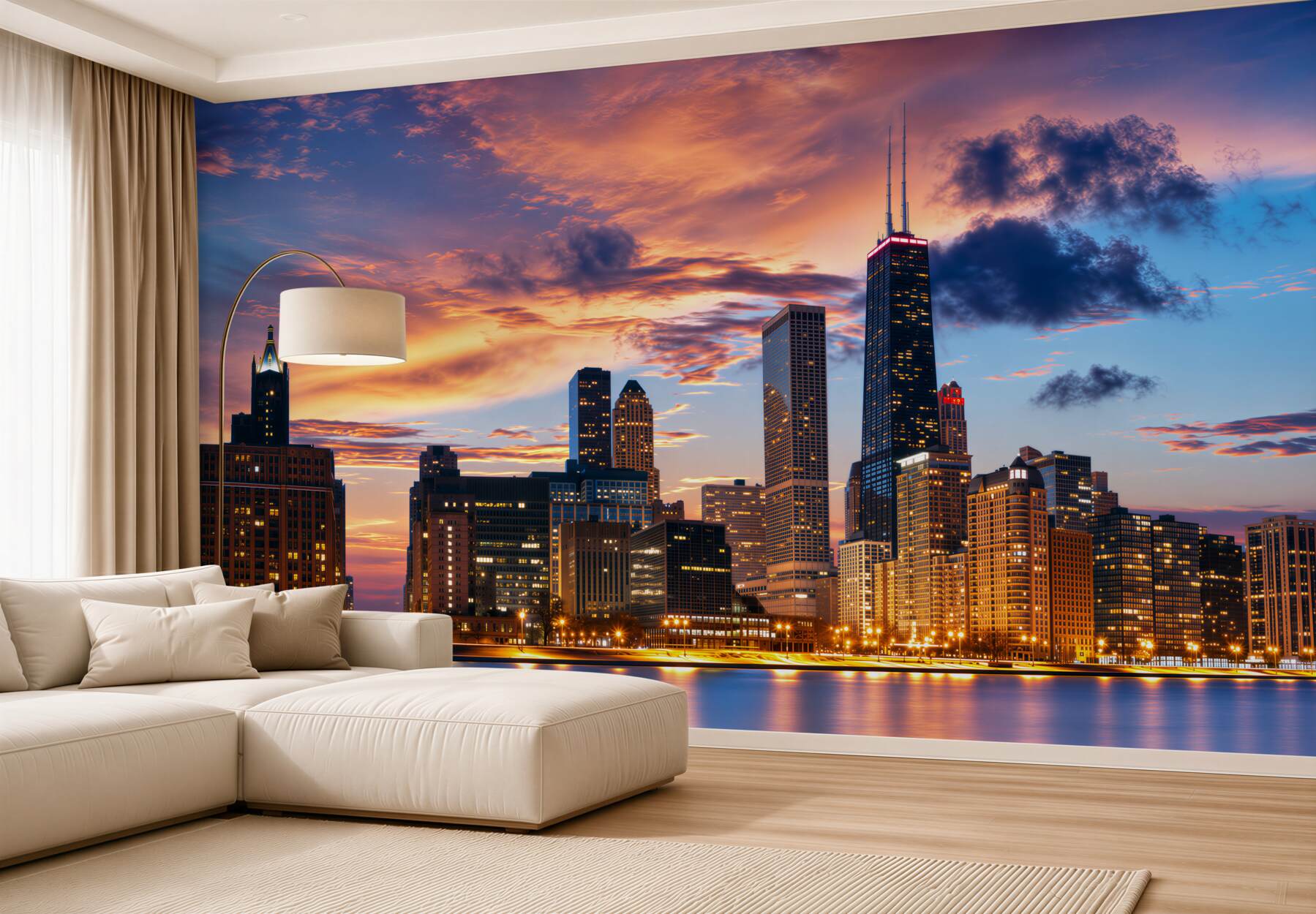 Fototapeten Sonnenuntergang über Chicago, Illinois