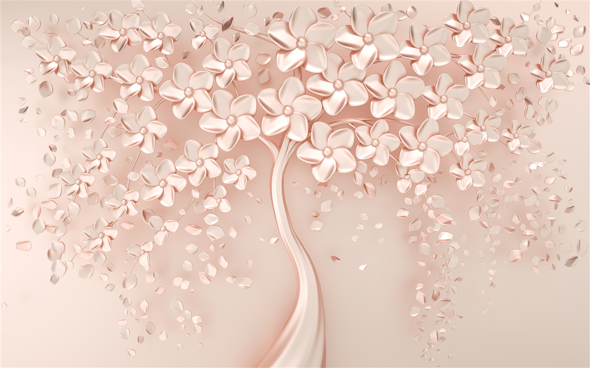 Fototapeten Baum mit blühenden Blumen