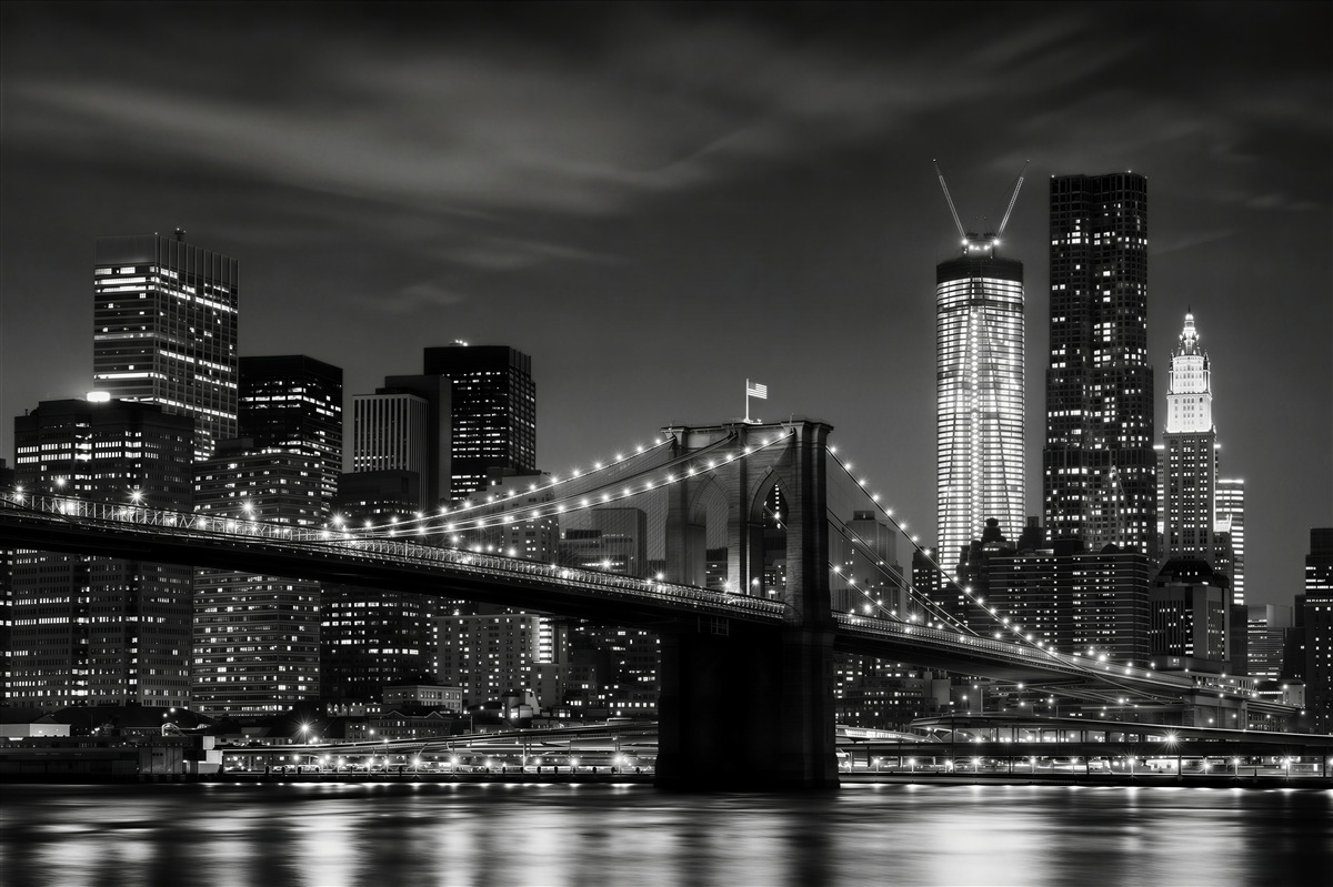 Fototapeten Brooklyn Bridge in Schwarz-Weiß