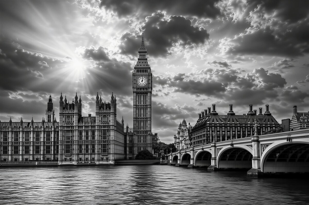Fototapeten Big Ben schwarz-weiß London