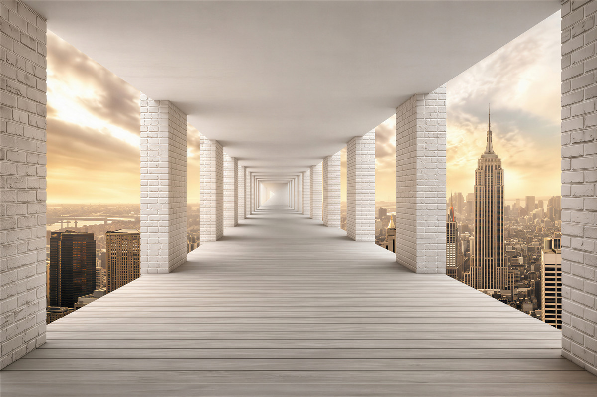Fototapeten 3D Tunnel durch die Stadt