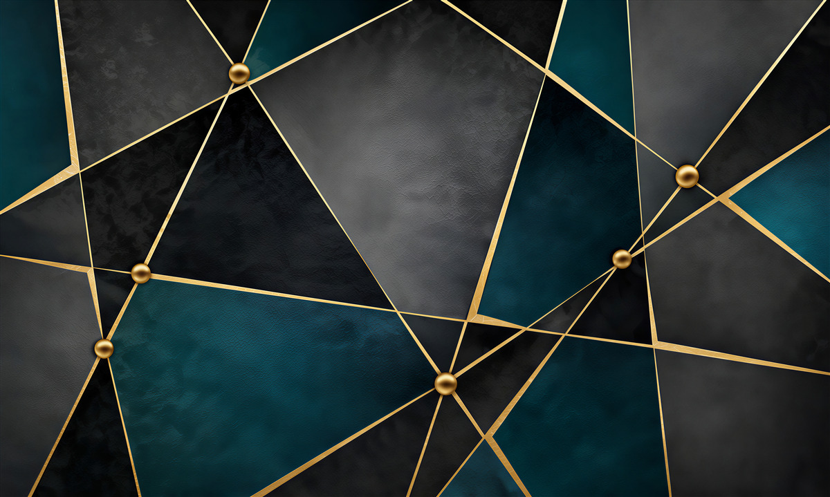 Fototapeten smaragdgrüne Mosaik mit goldenen Linien