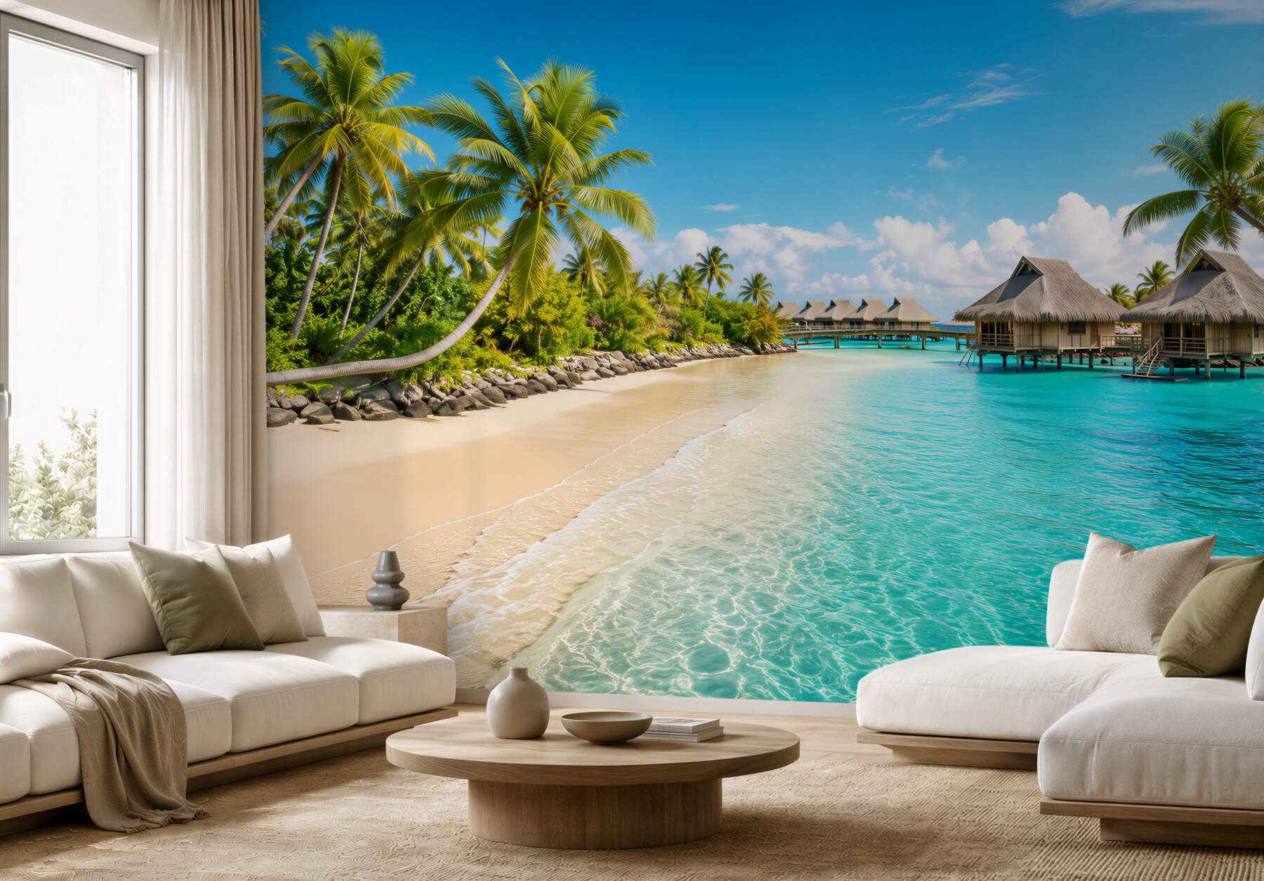Fototapeten Pavillons im Wasser am Meer