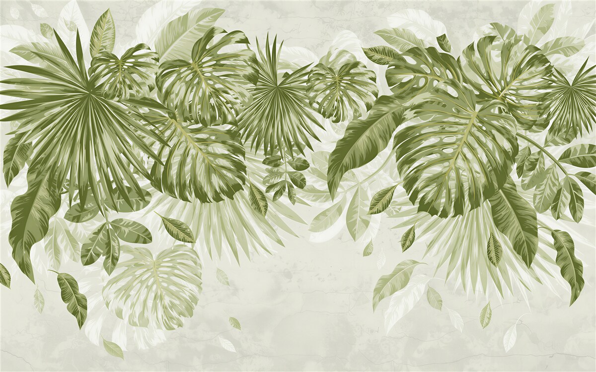 Fototapeten tropische Monstera und Bananenblätter