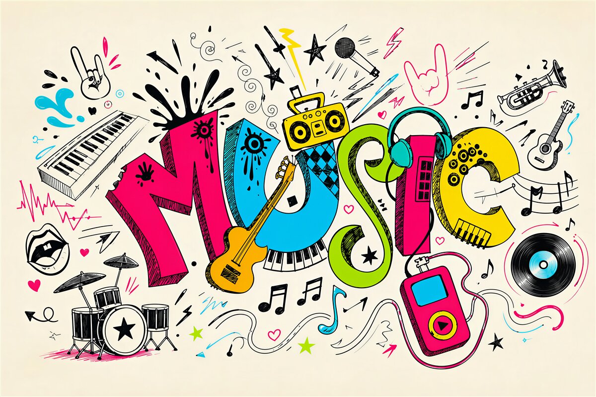 Fototapeten Musikstile auf Graffiti