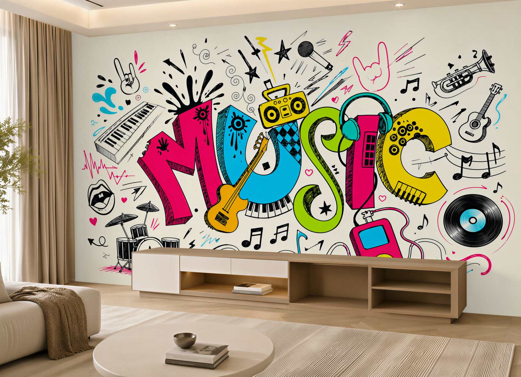 Fototapeten Musikstile auf Graffiti