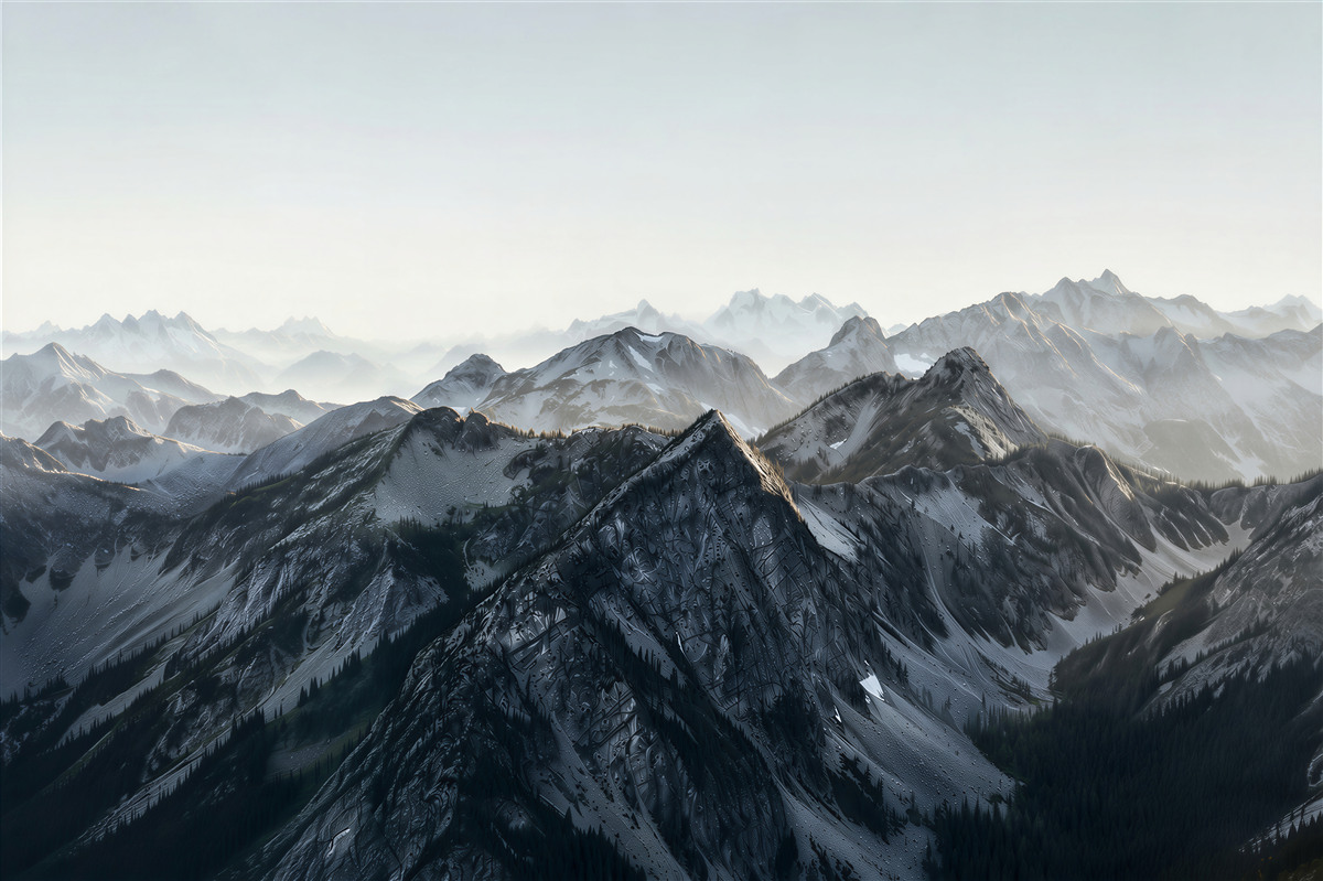 Fototapeten schneebedeckte Berggipfel am Tag