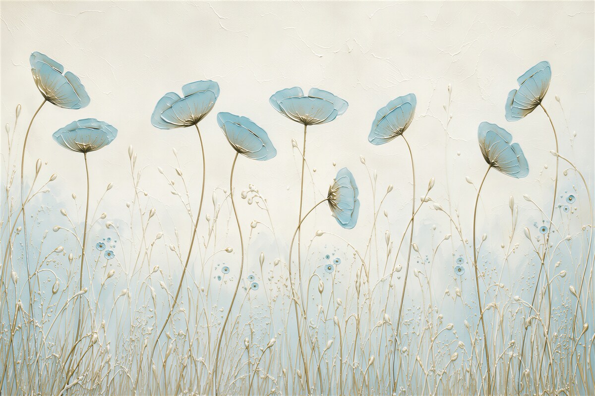Fototapeten schlanke blaue Mohnblumen