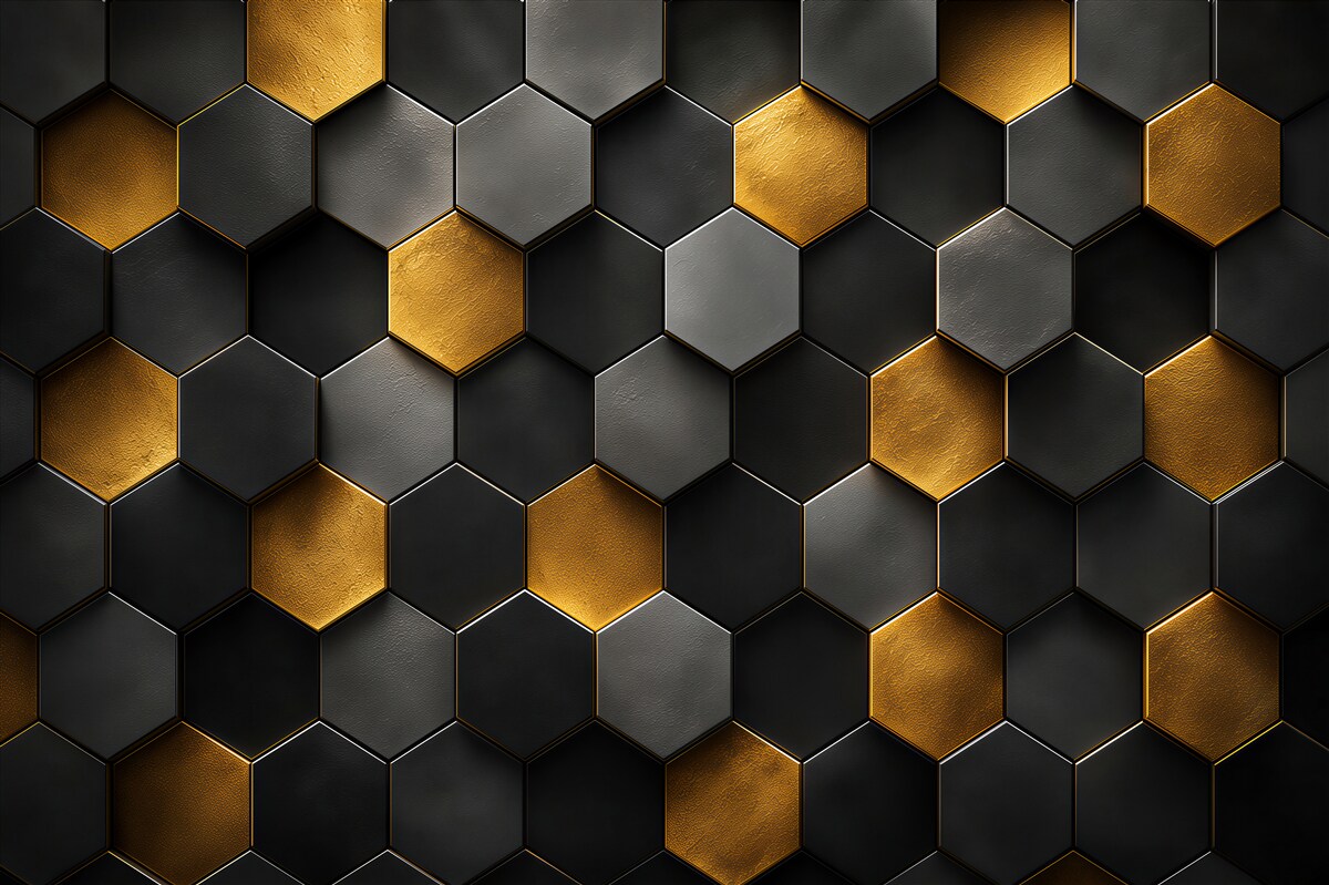 Fototapeten Honigwaben-Imitation mit Gold