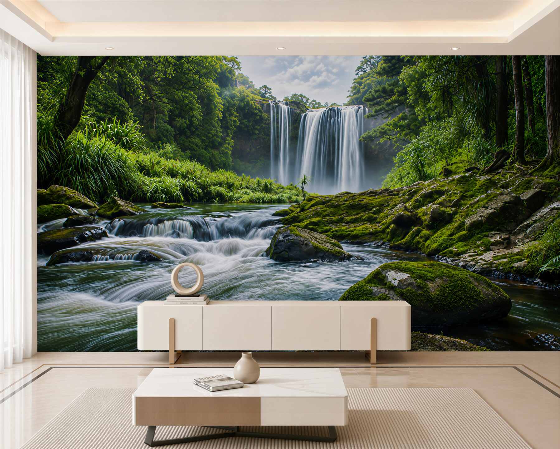 Fototapeten schöner Wasserfall im Wald
