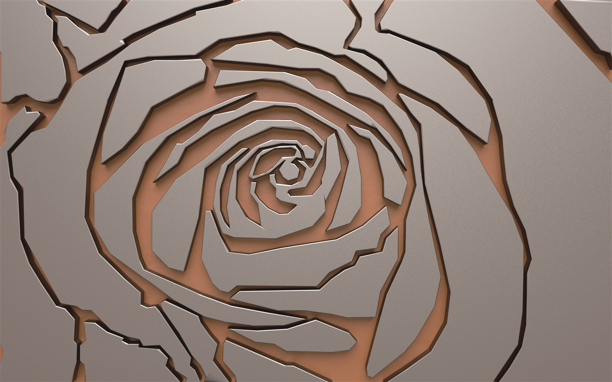 Fototapeten große Rose, die an der Wand geschnitzt ist