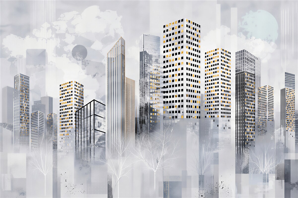 Fototapeten handgezeichnete Stadt