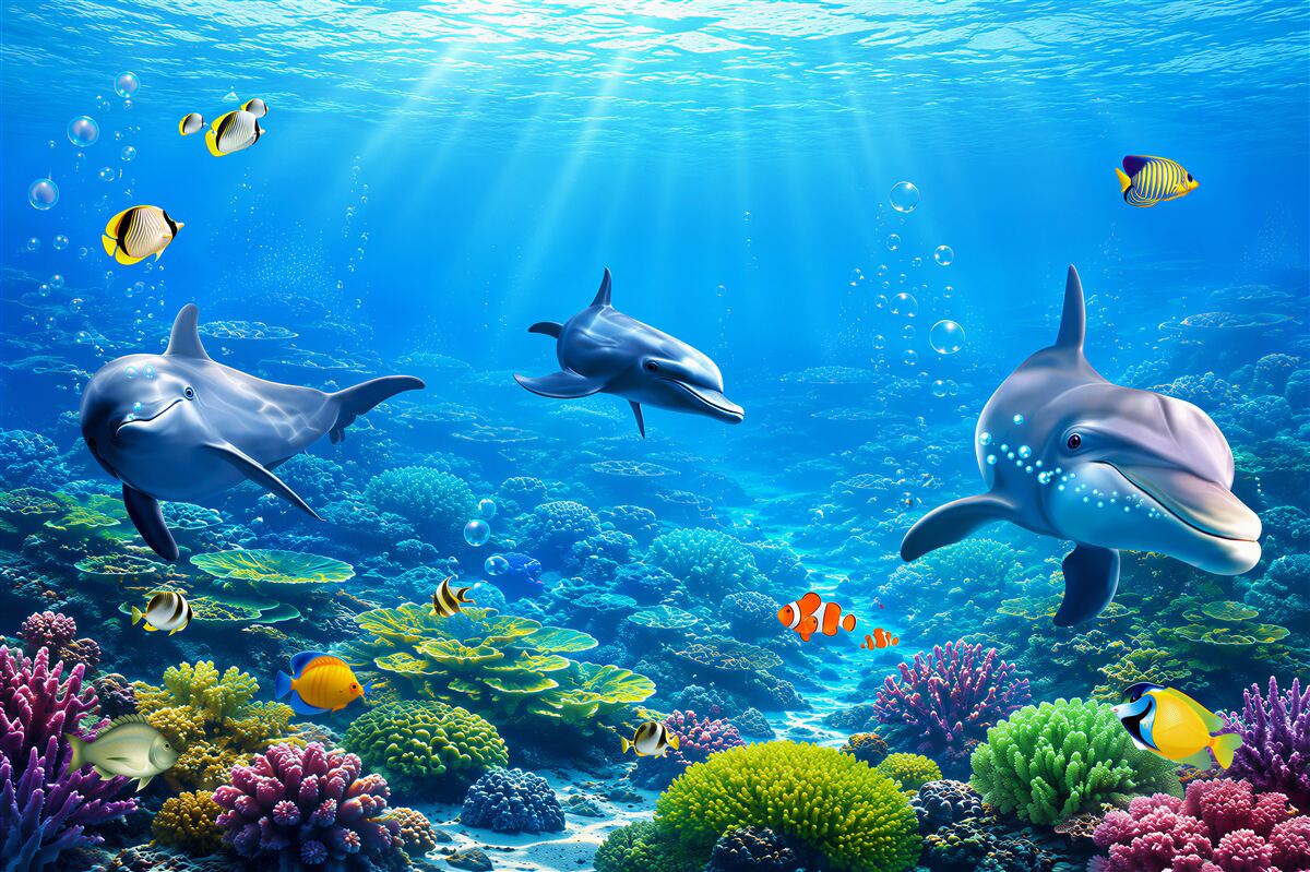 Fototapeten Delfine im Aquarium