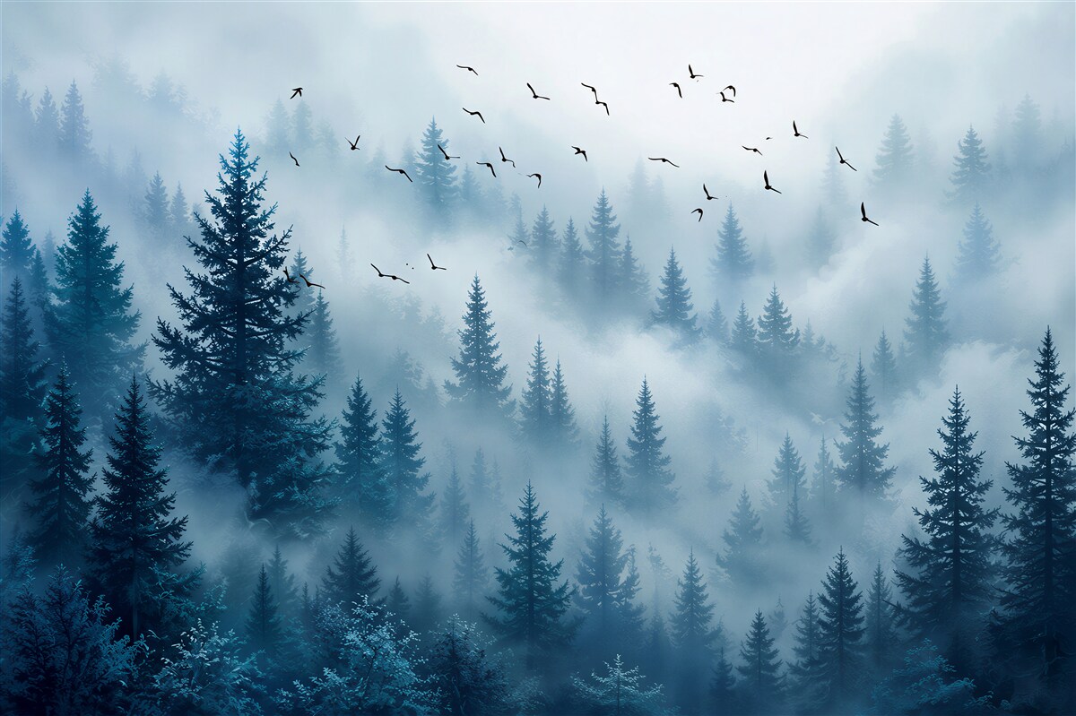 Fototapeten Wald im Nebel