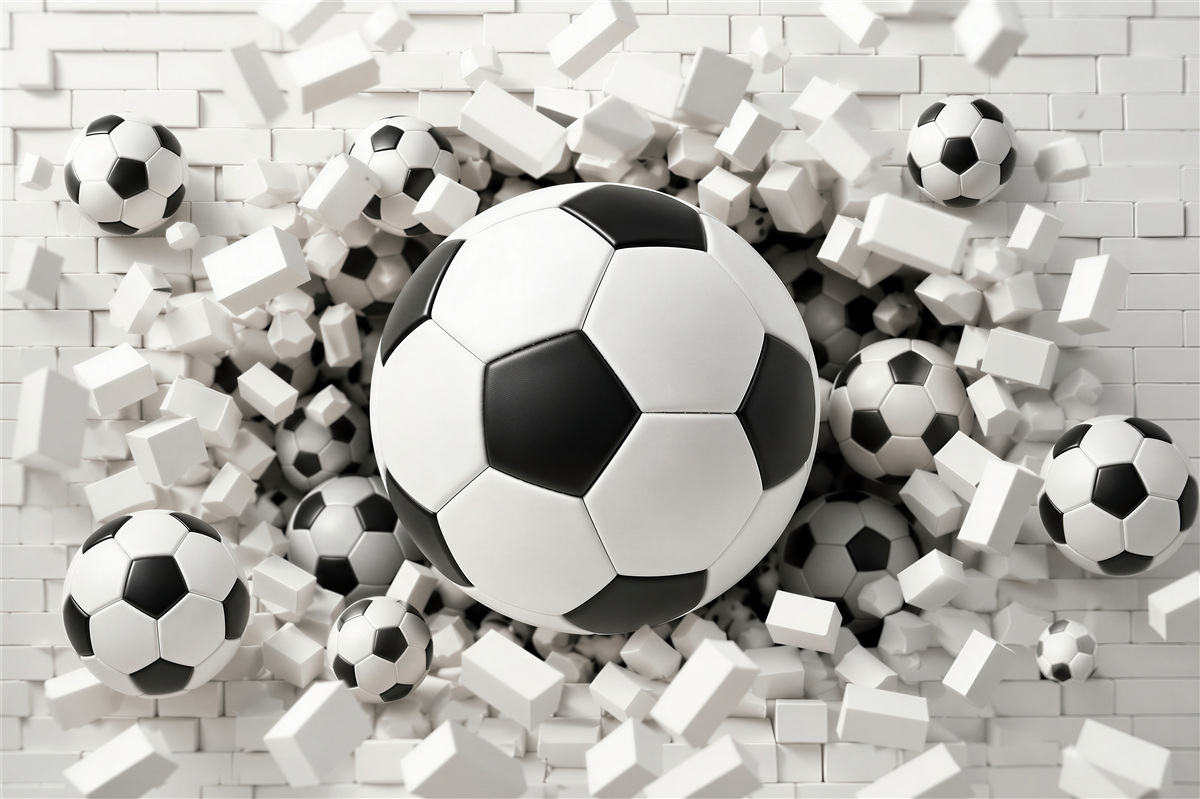 Fototapeten 3D Ball, die die Wand durchbricht