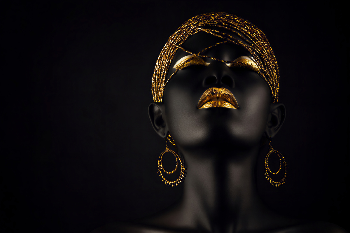 Fototapeten Frau mit Gold