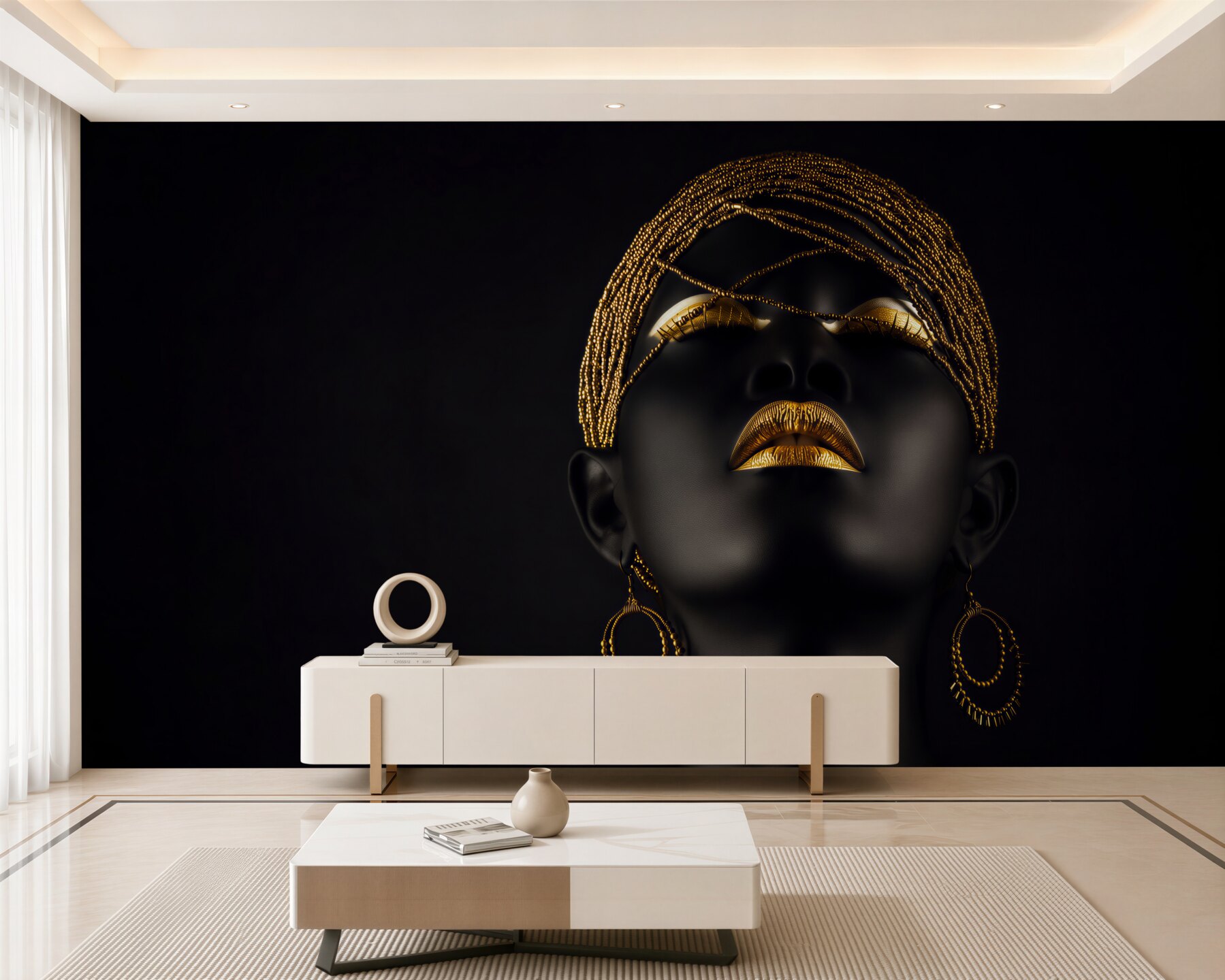 Fototapeten Frau mit Gold