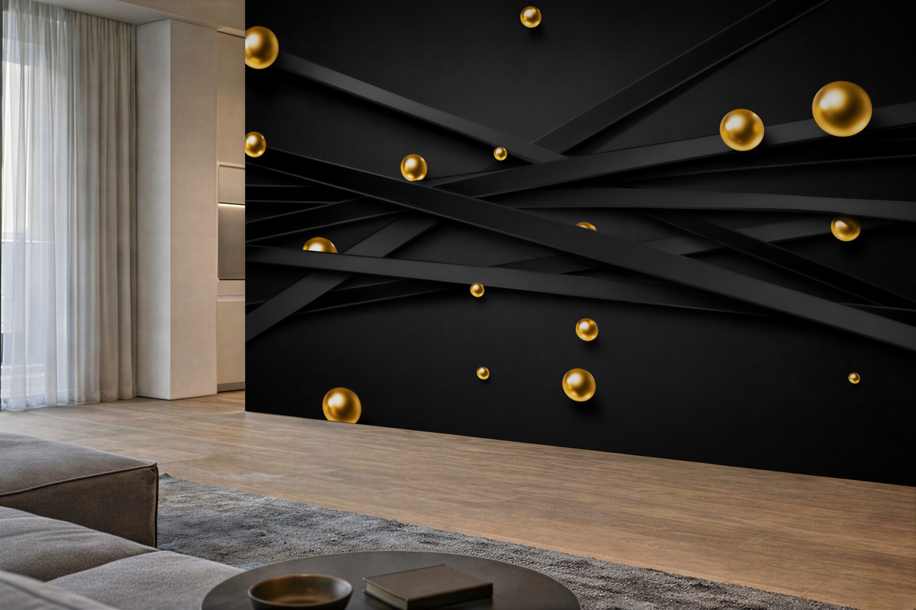 Fototapeten goldene Kreise an der Wand
